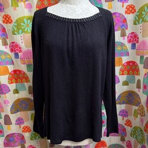 I. E. Woman L/S Beaded Neckline Sweater. 1X